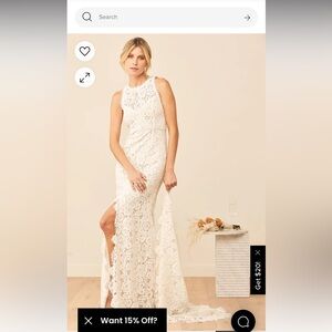 Lulu's Cream Lace Wedding Dress